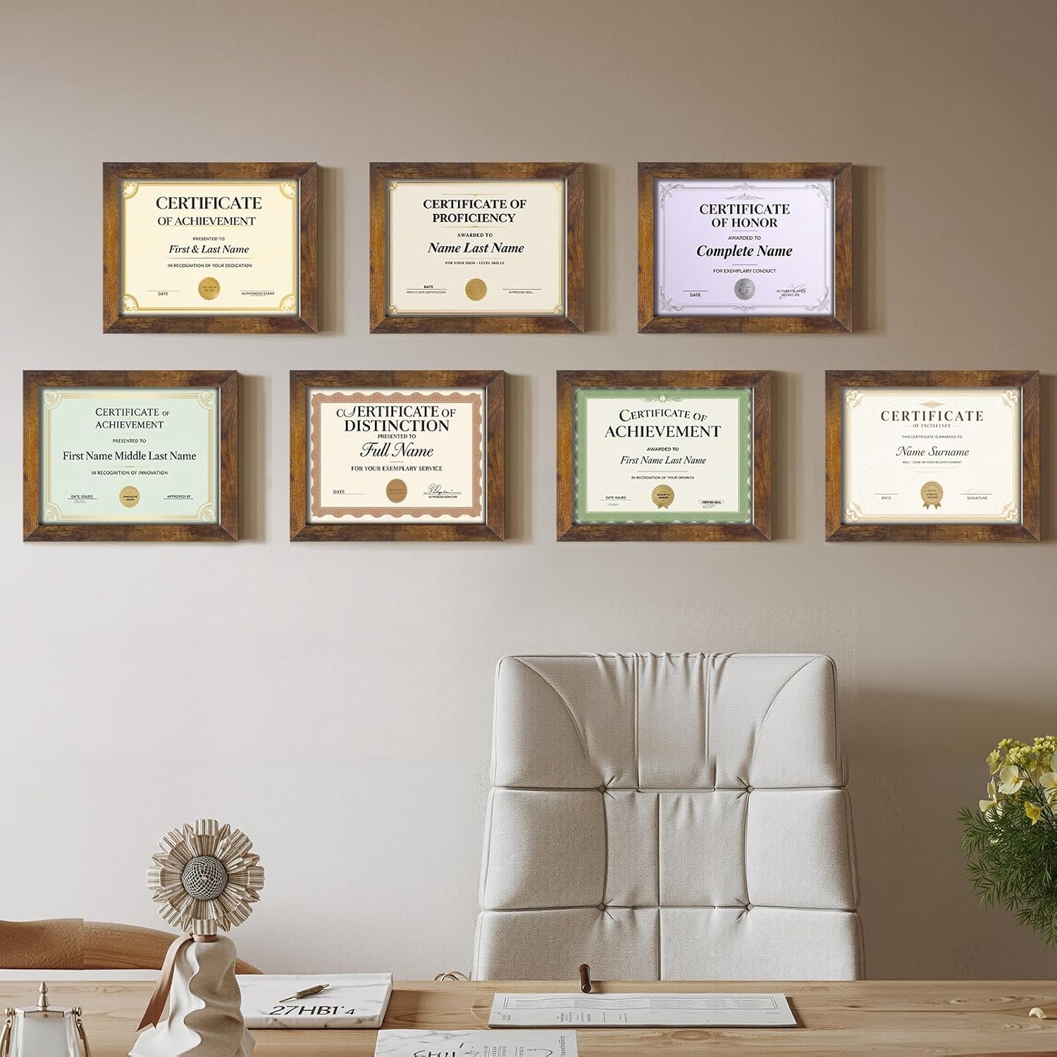 Certifications wall at Jayalaxmi Dental Clinic